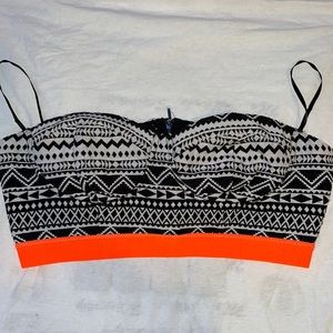 Forever 21 strapless, patterned crop top.